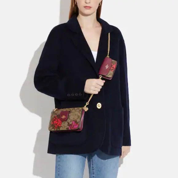 Coach Poppy Crossbody With Card Case In Signature Canvas With Jumbo Floral Print - Picture 5 of 8